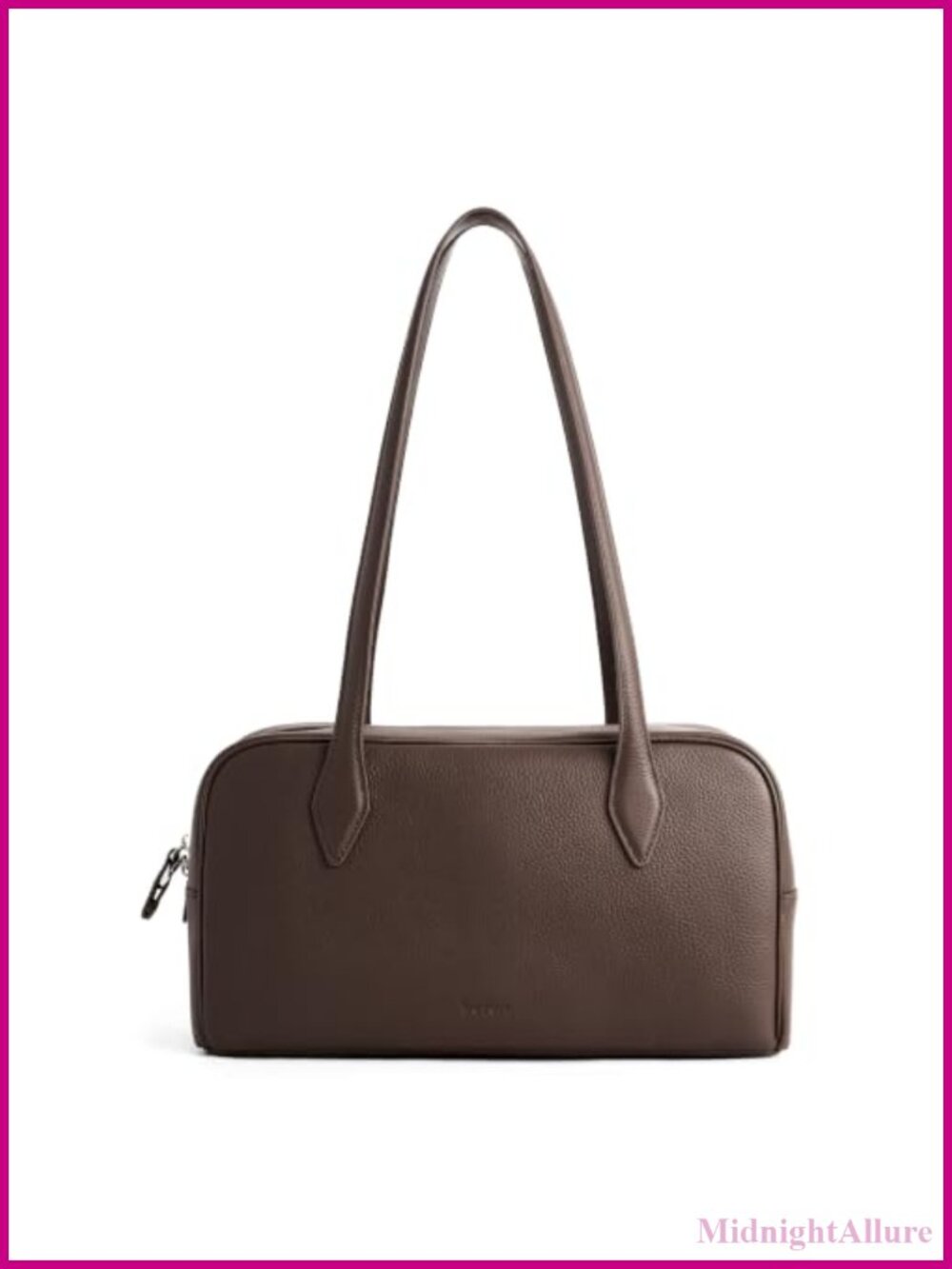 Genuine Leather Shoulder Bag Bowler Purse Anti-Theft Zip